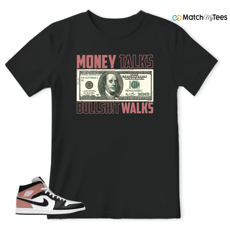 NIKE AIR JORDAN 1 MID WHITE RUST PINK BLACK SNEAKER Matching Tees t-shirt