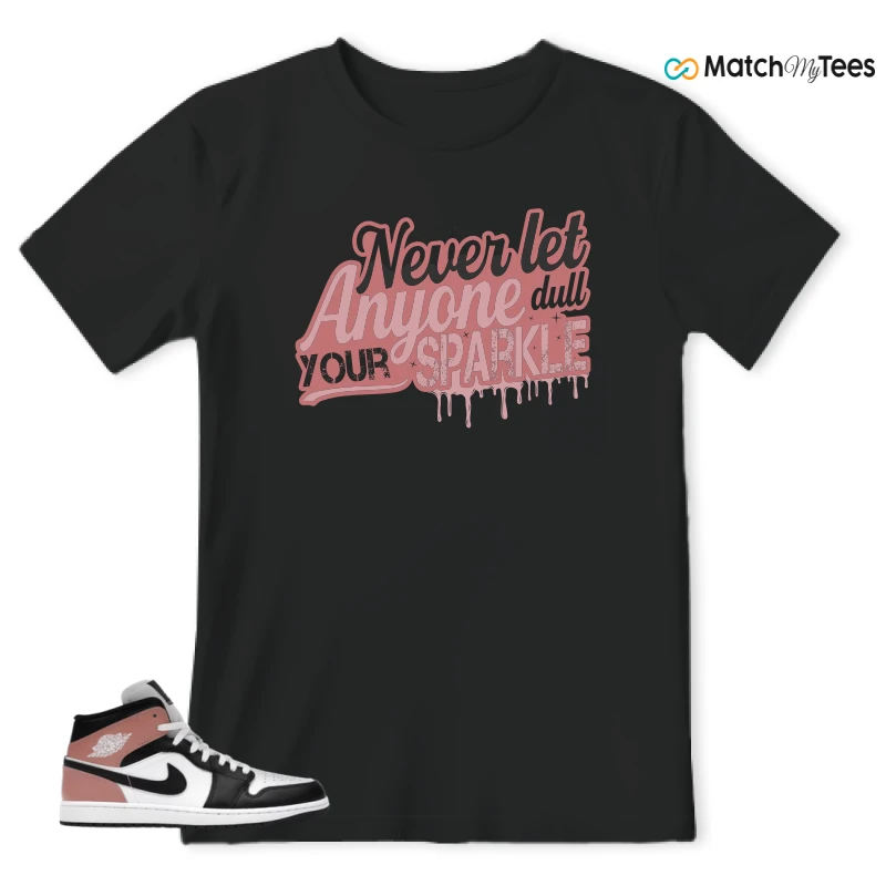 NIKE AIR JORDAN 1 MID WHITE RUST PINK BLACK SNEAKER Matching Tees t-shirt