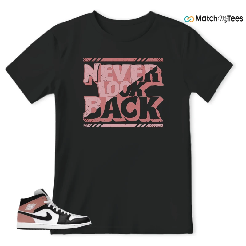NIKE AIR JORDAN 1 MID WHITE RUST PINK BLACK SNEAKER Matching Tees t-shirt