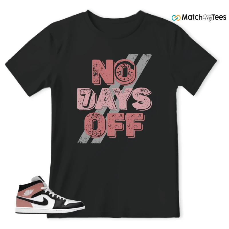 NIKE AIR JORDAN 1 MID WHITE RUST PINK BLACK SNEAKER Matching Tees t-shirt