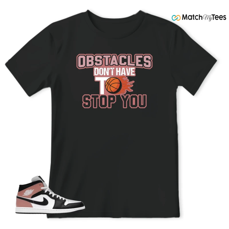 NIKE AIR JORDAN 1 MID WHITE RUST PINK BLACK SNEAKER Matching Tees t-shirt