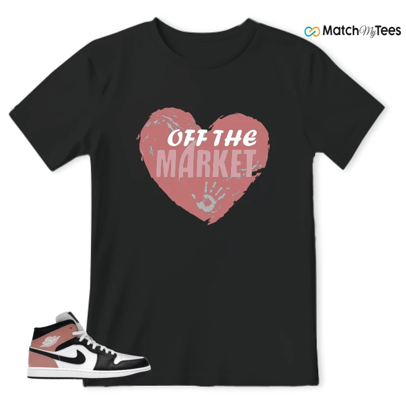 NIKE AIR JORDAN 1 MID WHITE RUST PINK BLACK SNEAKER Matching Tees t-shirt