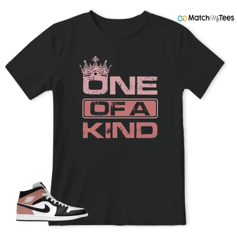 NIKE AIR JORDAN 1 MID WHITE RUST PINK BLACK SNEAKER Matching Tees t-shirt