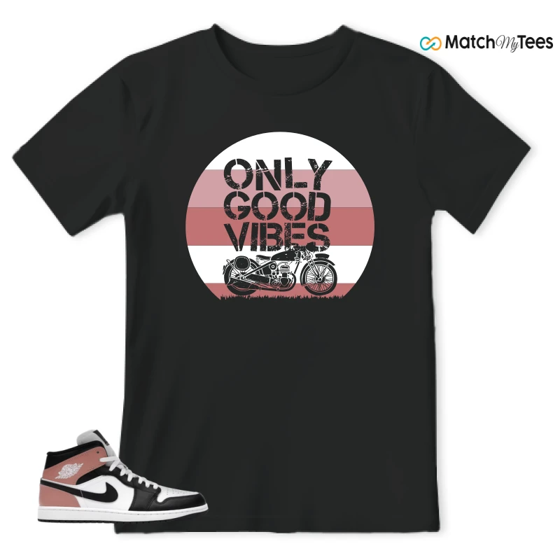 NIKE AIR JORDAN 1 MID WHITE RUST PINK BLACK SNEAKER Matching Tees t-shirt