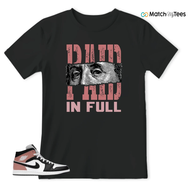 NIKE AIR JORDAN 1 MID WHITE RUST PINK BLACK SNEAKER Matching Tees t-shirt