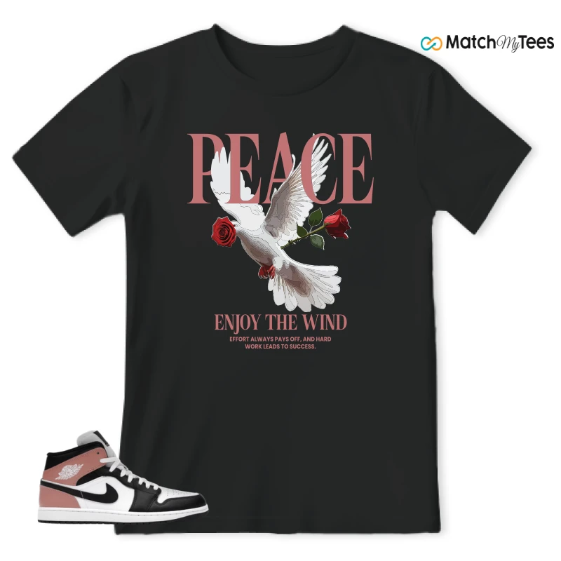 NIKE AIR JORDAN 1 MID WHITE RUST PINK BLACK SNEAKER Matching Tees t-shirt