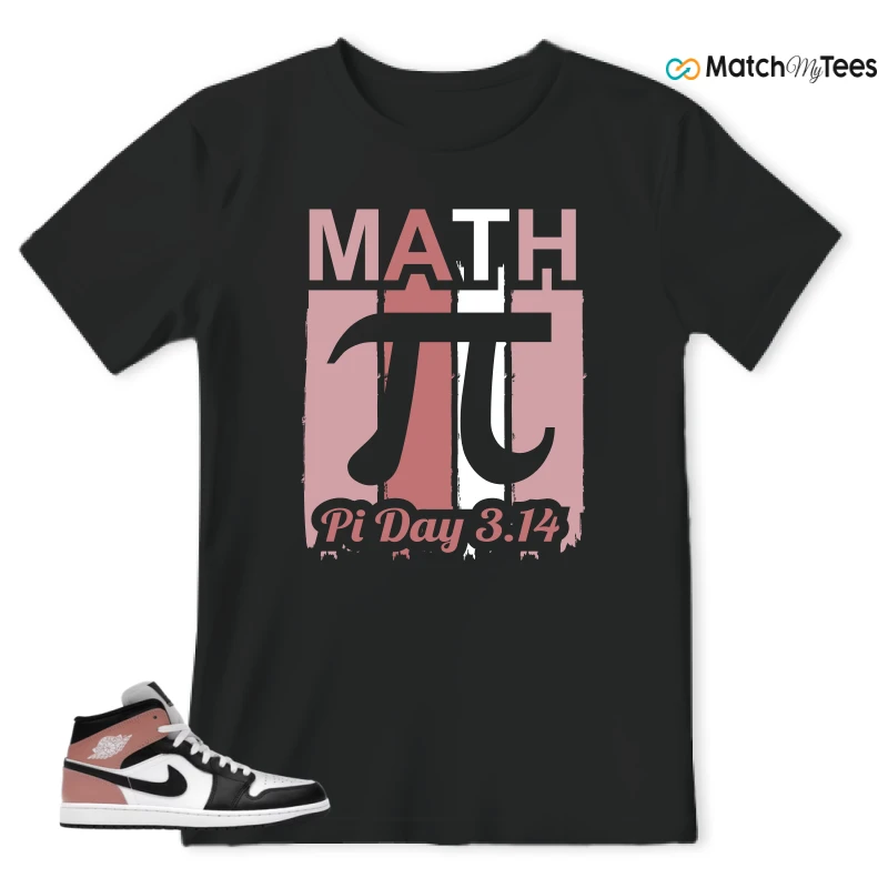 NIKE AIR JORDAN 1 MID WHITE RUST PINK BLACK SNEAKER Matching Tees t-shirt