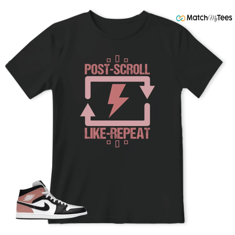NIKE AIR JORDAN 1 MID WHITE RUST PINK BLACK SNEAKER Matching Tees t-shirt