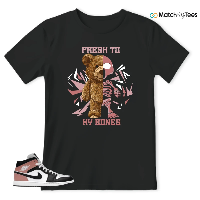 NIKE AIR JORDAN 1 MID WHITE RUST PINK BLACK SNEAKER Matching Tees t-shirt