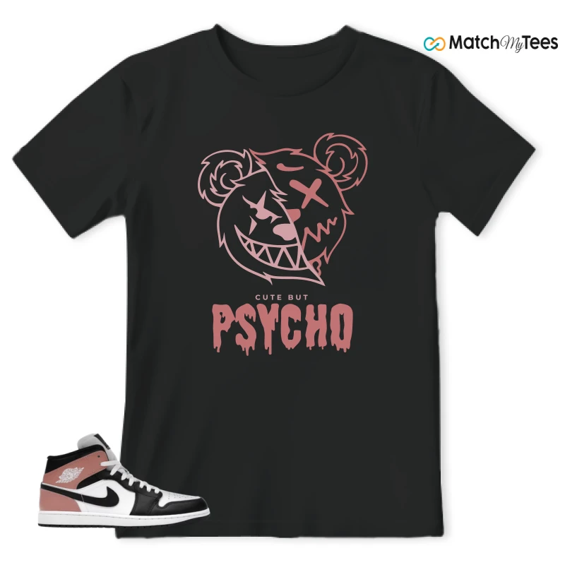 NIKE AIR JORDAN 1 MID WHITE RUST PINK BLACK SNEAKER Matching Tees t-shirt