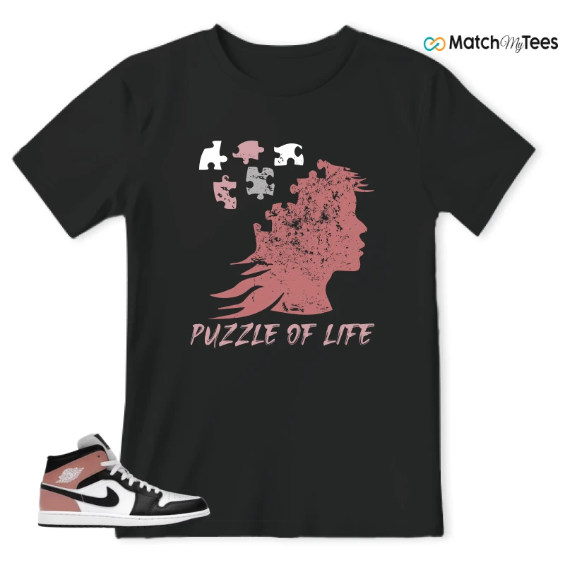 NIKE AIR JORDAN 1 MID WHITE RUST PINK BLACK SNEAKER/WHITE/RUST PINK/BLACK matching T-shirt