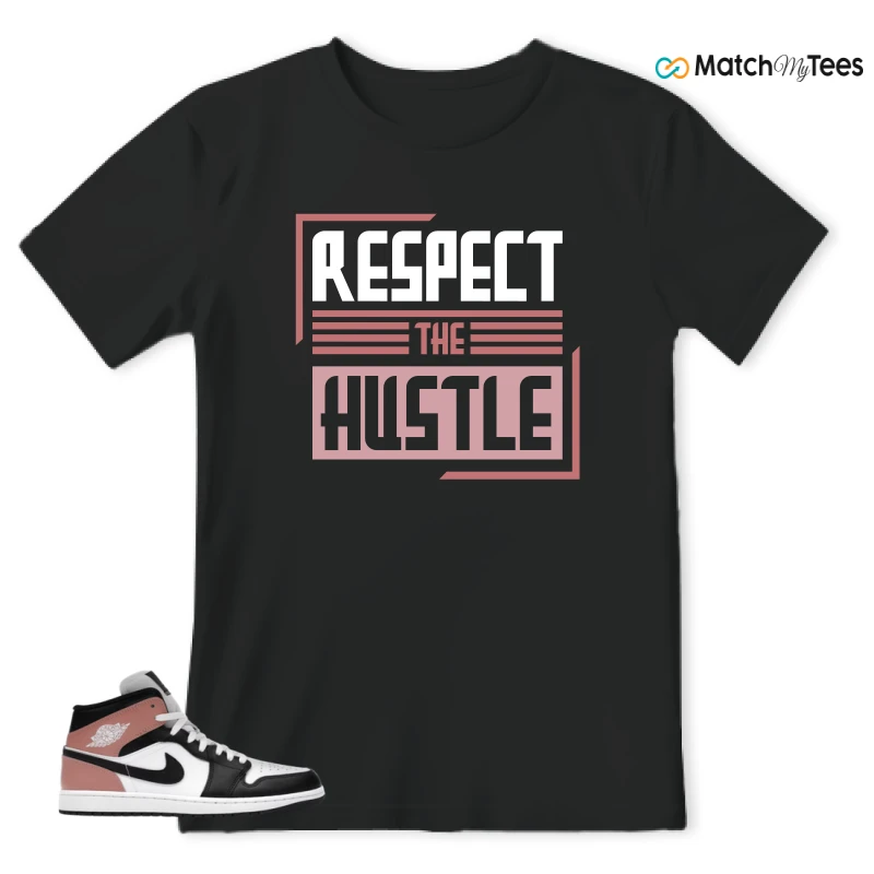 NIKE AIR JORDAN 1 MID WHITE RUST PINK BLACK SNEAKER Matching Tees t-shirt