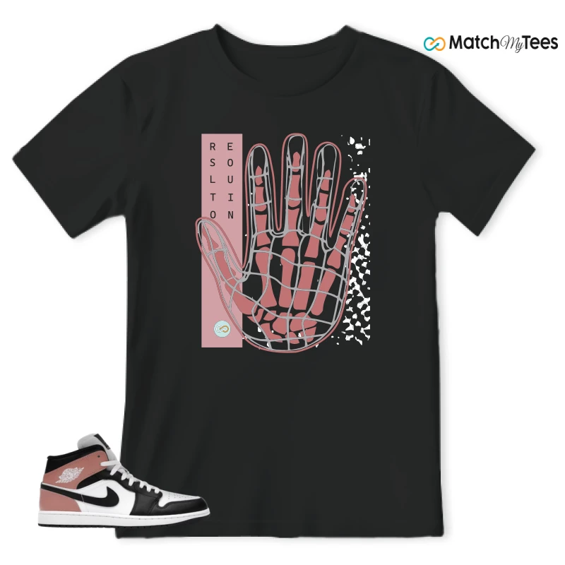 NIKE AIR JORDAN 1 MID WHITE RUST PINK BLACK SNEAKER Matching Tees t-shirt
