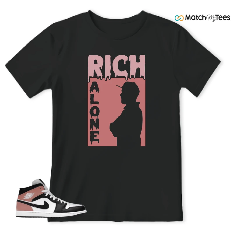 NIKE AIR JORDAN 1 MID WHITE RUST PINK BLACK SNEAKER Matching Tees t-shirt