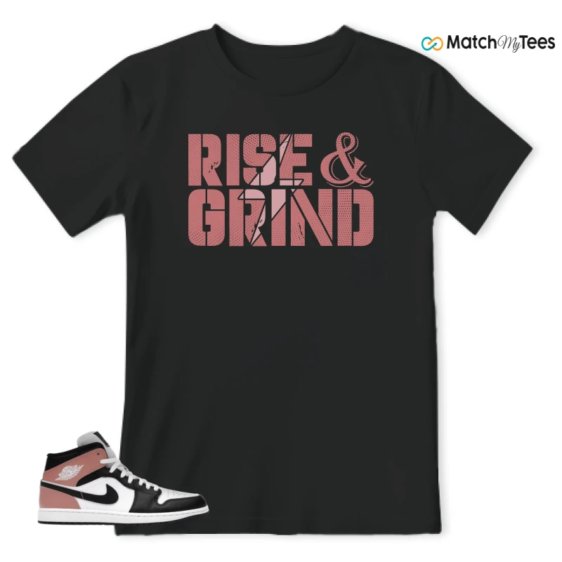 NIKE AIR JORDAN 1 MID WHITE RUST PINK BLACK SNEAKER Matching Tees t-shirt