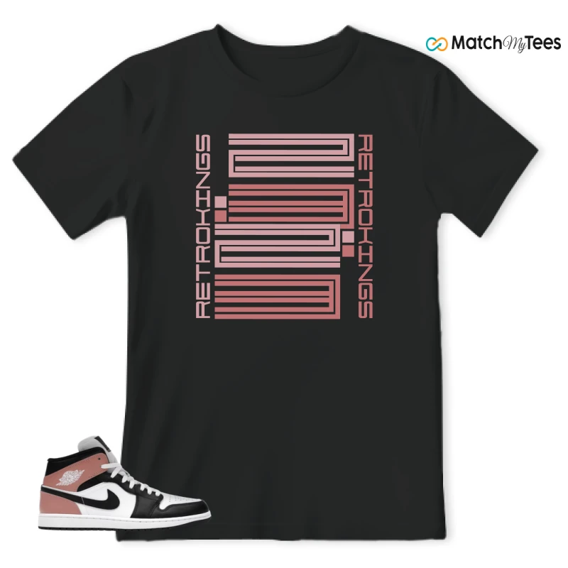NIKE AIR JORDAN 1 MID WHITE RUST PINK BLACK SNEAKER Matching Tees t-shirt