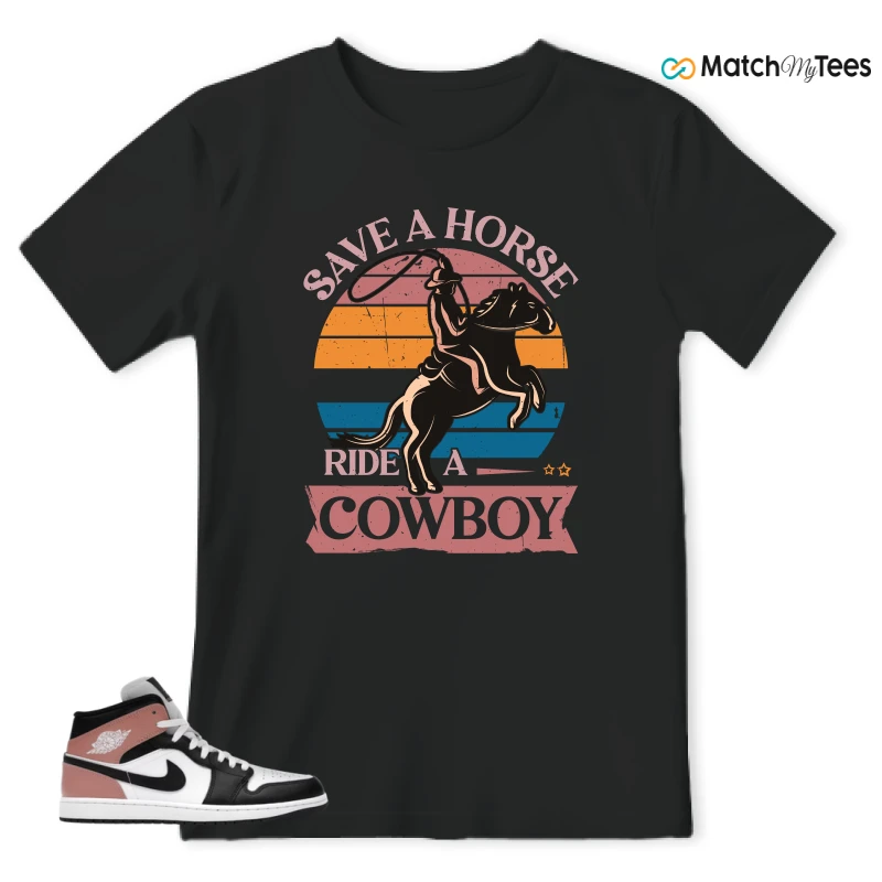 NIKE AIR JORDAN 1 MID WHITE RUST PINK BLACK SNEAKER Matching Tees t-shirt