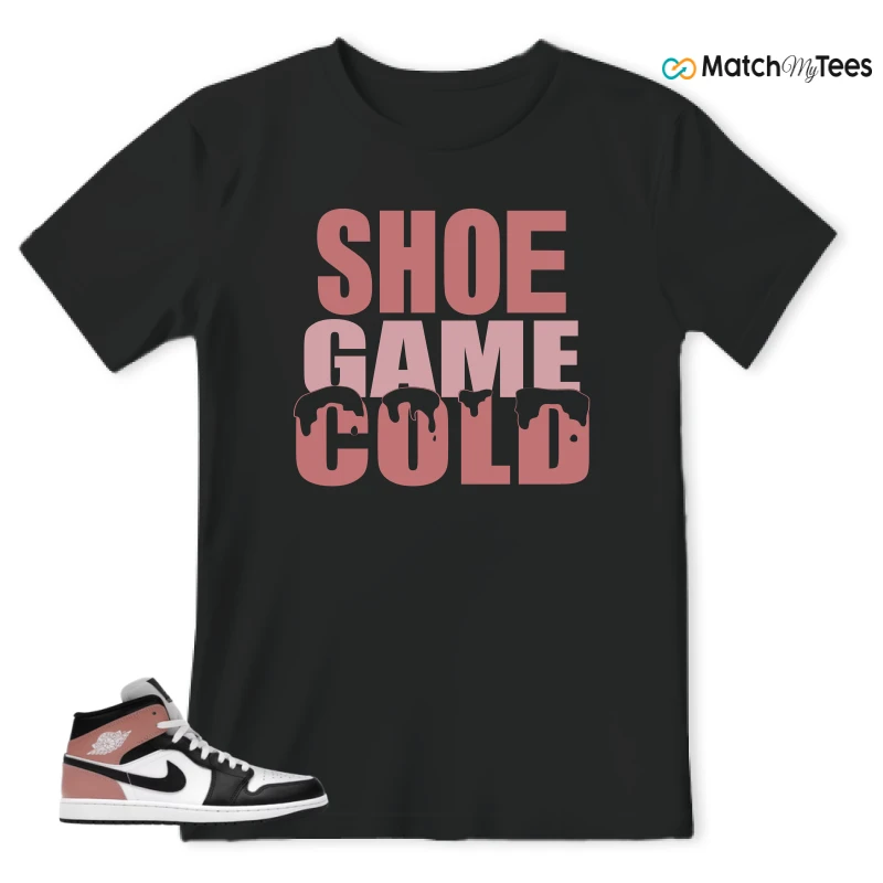 NIKE AIR JORDAN 1 MID WHITE RUST PINK BLACK SNEAKER Matching Tees t-shirt