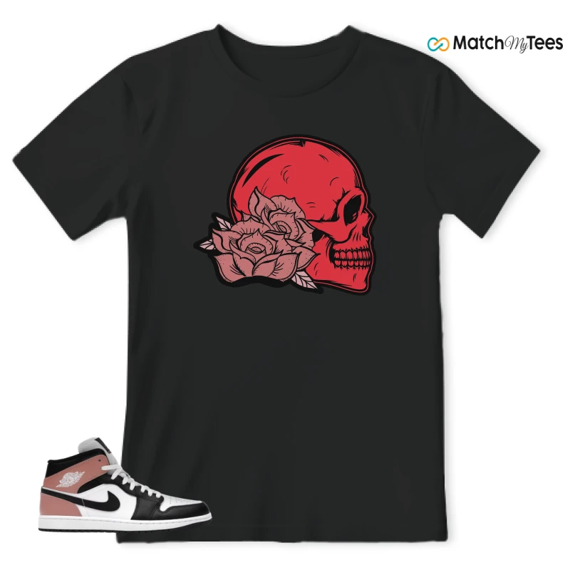 NIKE AIR JORDAN 1 MID WHITE RUST PINK BLACK SNEAKER Matching Tees t-shirt