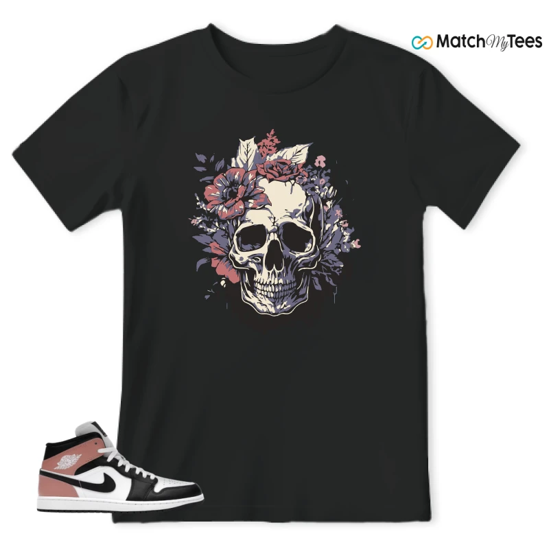 NIKE AIR JORDAN 1 MID WHITE RUST PINK BLACK SNEAKER Matching Tees t-shirt