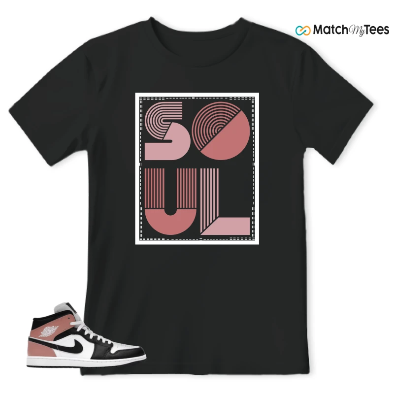 NIKE AIR JORDAN 1 MID WHITE RUST PINK BLACK SNEAKER Matching Tees t-shirt
