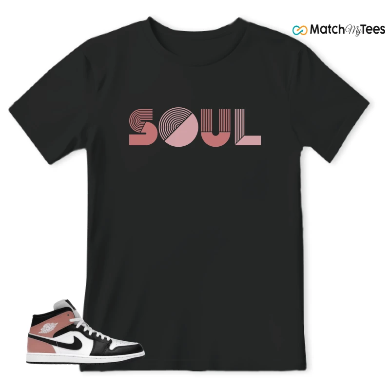 NIKE AIR JORDAN 1 MID WHITE RUST PINK BLACK SNEAKER Matching Tees t-shirt