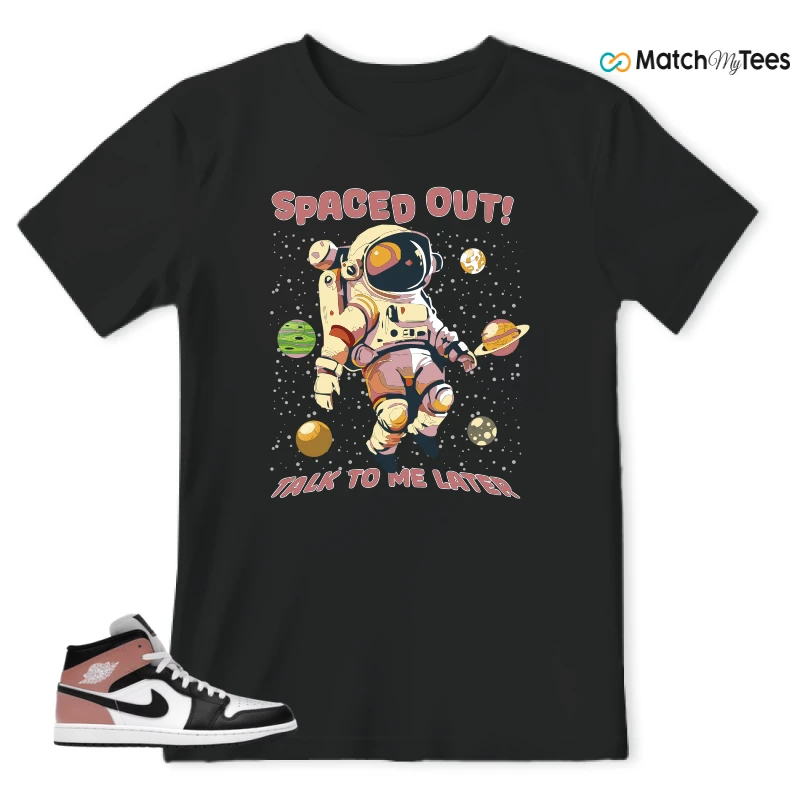 NIKE AIR JORDAN 1 MID WHITE RUST PINK BLACK SNEAKER Matching Tees t-shirt