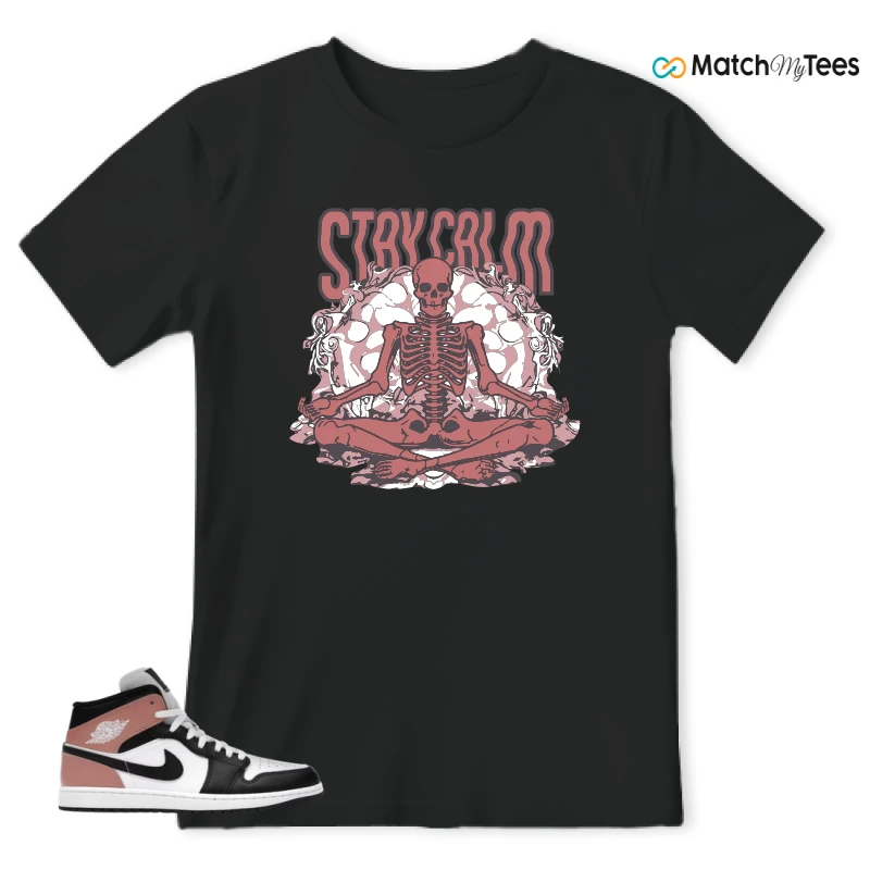 NIKE AIR JORDAN 1 MID WHITE RUST PINK BLACK SNEAKER Matching Tees t-shirt
