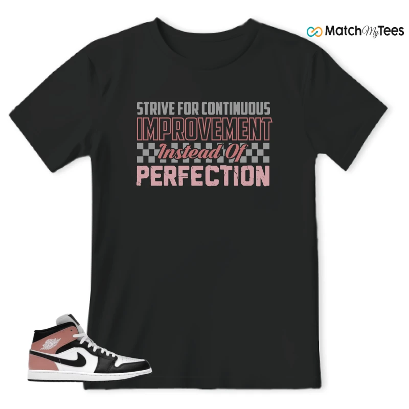 NIKE AIR JORDAN 1 MID WHITE RUST PINK BLACK SNEAKER Matching Tees t-shirt