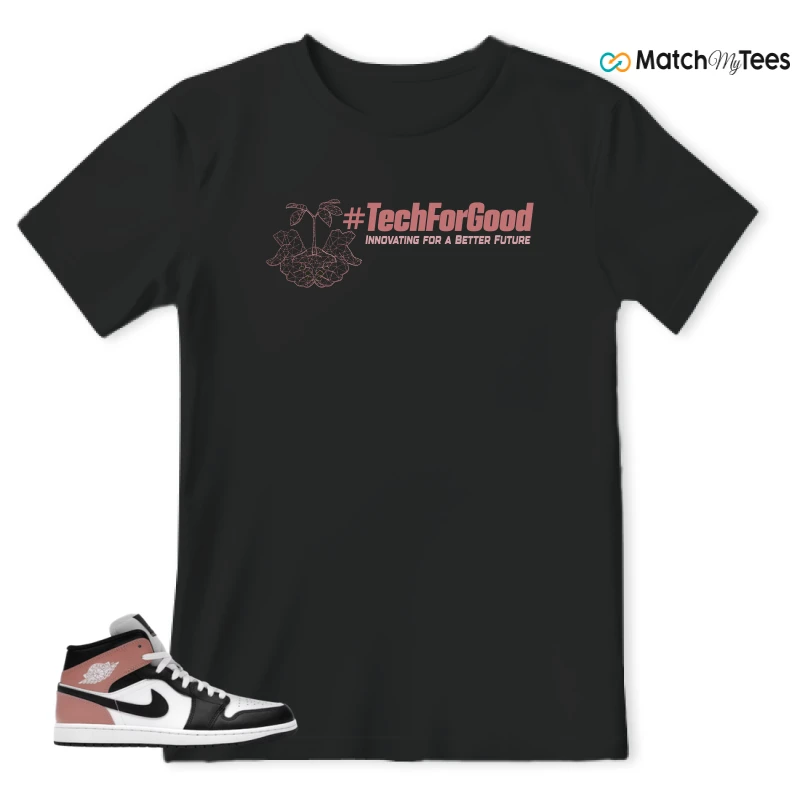NIKE AIR JORDAN 1 MID WHITE RUST PINK BLACK SNEAKER Matching Tees t-shirt