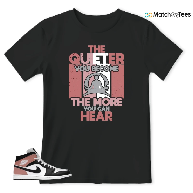 NIKE AIR JORDAN 1 MID WHITE RUST PINK BLACK SNEAKER Matching Tees t-shirt