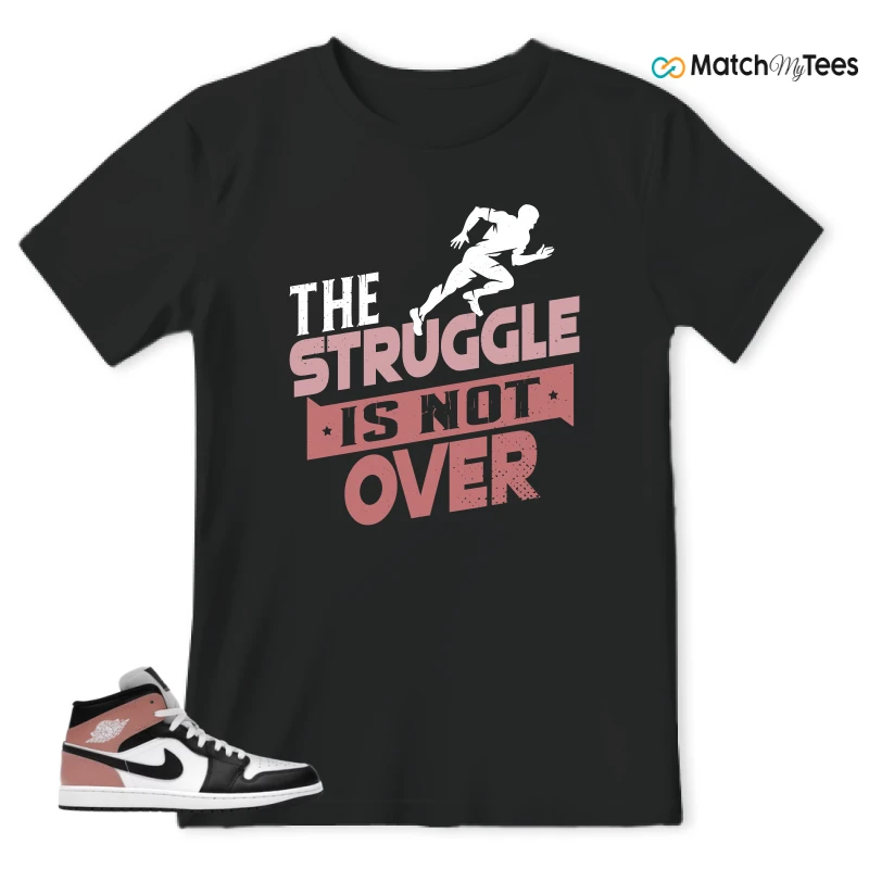 NIKE AIR JORDAN 1 MID WHITE RUST PINK BLACK SNEAKER Matching Tees t-shirt