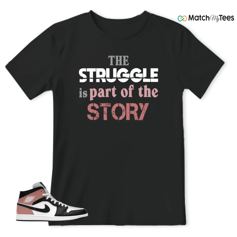 NIKE AIR JORDAN 1 MID WHITE RUST PINK BLACK SNEAKER Matching Tees t-shirt