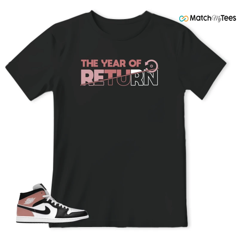 NIKE AIR JORDAN 1 MID WHITE RUST PINK BLACK SNEAKER Matching Tees t-shirt