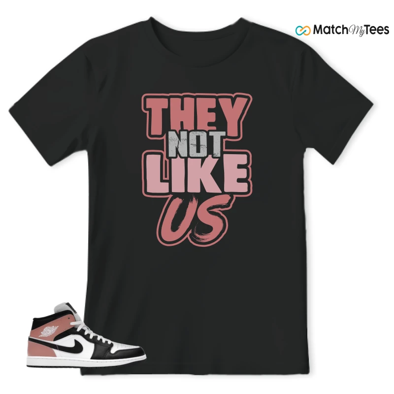 NIKE AIR JORDAN 1 MID WHITE RUST PINK BLACK SNEAKER Matching Tees t-shirt