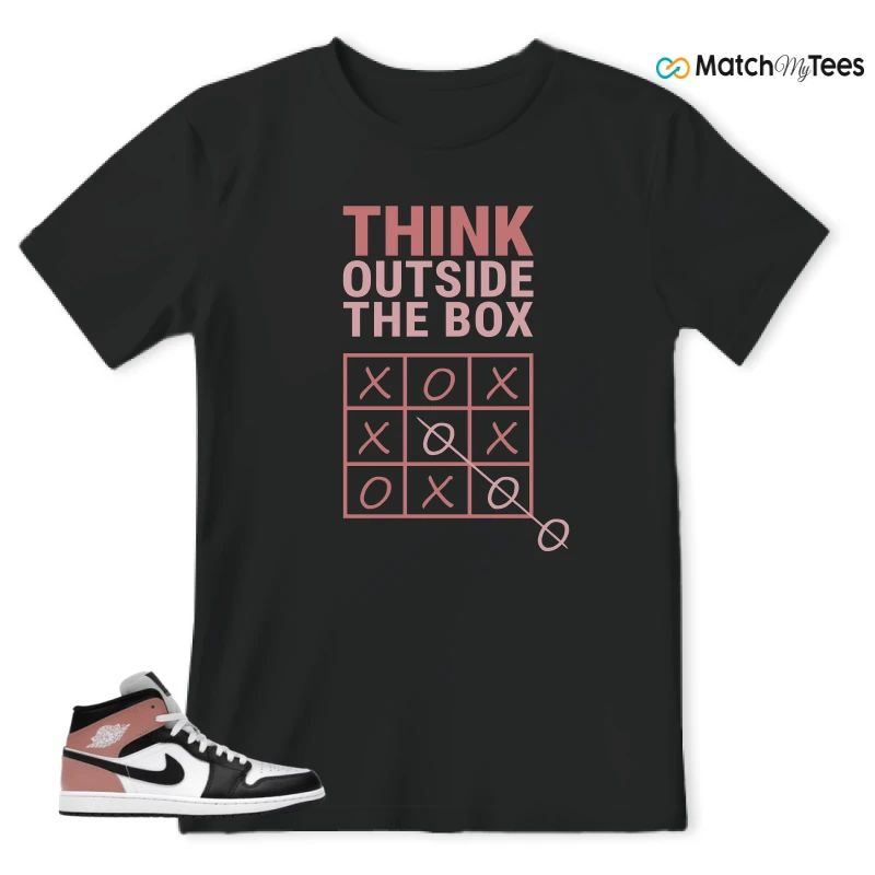 NIKE AIR JORDAN 1 MID WHITE RUST PINK BLACK SNEAKER Matching Tees t-shirt