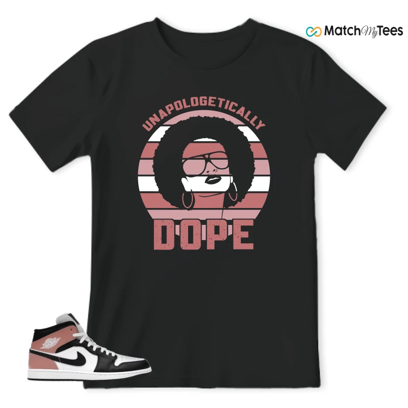 NIKE AIR JORDAN 1 MID WHITE RUST PINK BLACK SNEAKER Matching Tees t-shirt