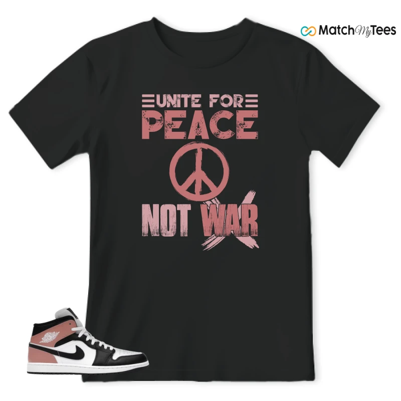 NIKE AIR JORDAN 1 MID WHITE RUST PINK BLACK SNEAKER Matching Tees t-shirt
