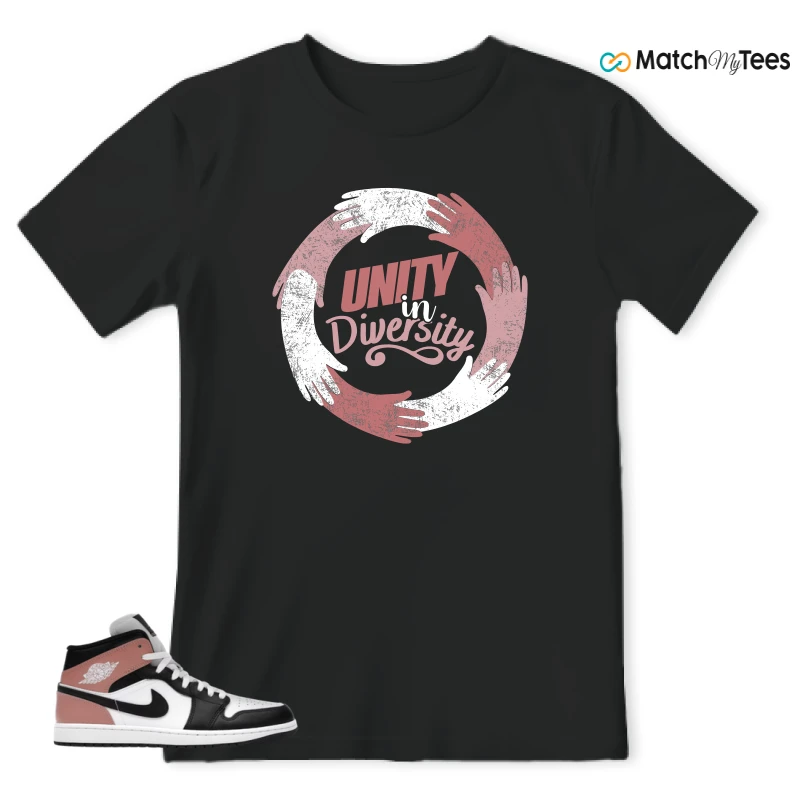 NIKE AIR JORDAN 1 MID WHITE RUST PINK BLACK SNEAKER Matching Tees t-shirt