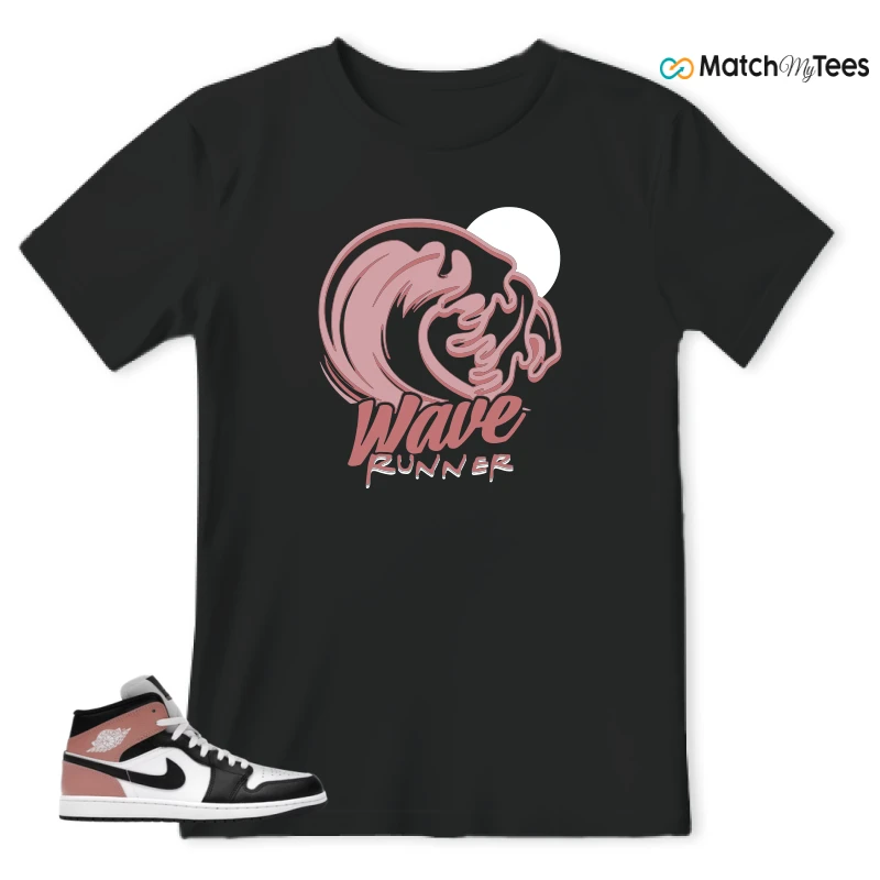 NIKE AIR JORDAN 1 MID WHITE RUST PINK BLACK SNEAKER Matching Tees t-shirt