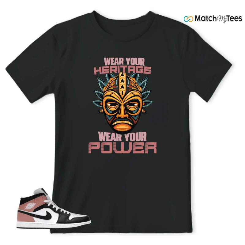 NIKE AIR JORDAN 1 MID WHITE RUST PINK BLACK SNEAKER Matching Tees t-shirt