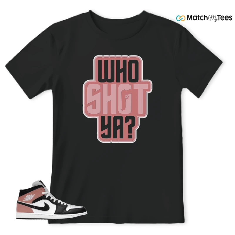 NIKE AIR JORDAN 1 MID WHITE RUST PINK BLACK SNEAKER Matching Tees t-shirt
