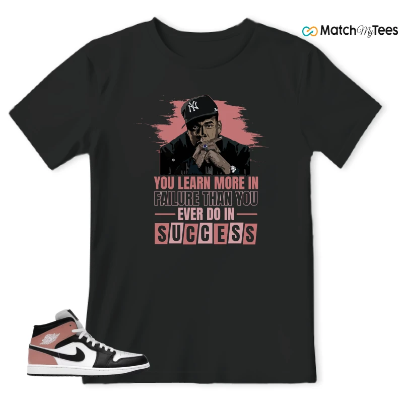 NIKE AIR JORDAN 1 MID WHITE RUST PINK BLACK SNEAKER Matching Tees t-shirt