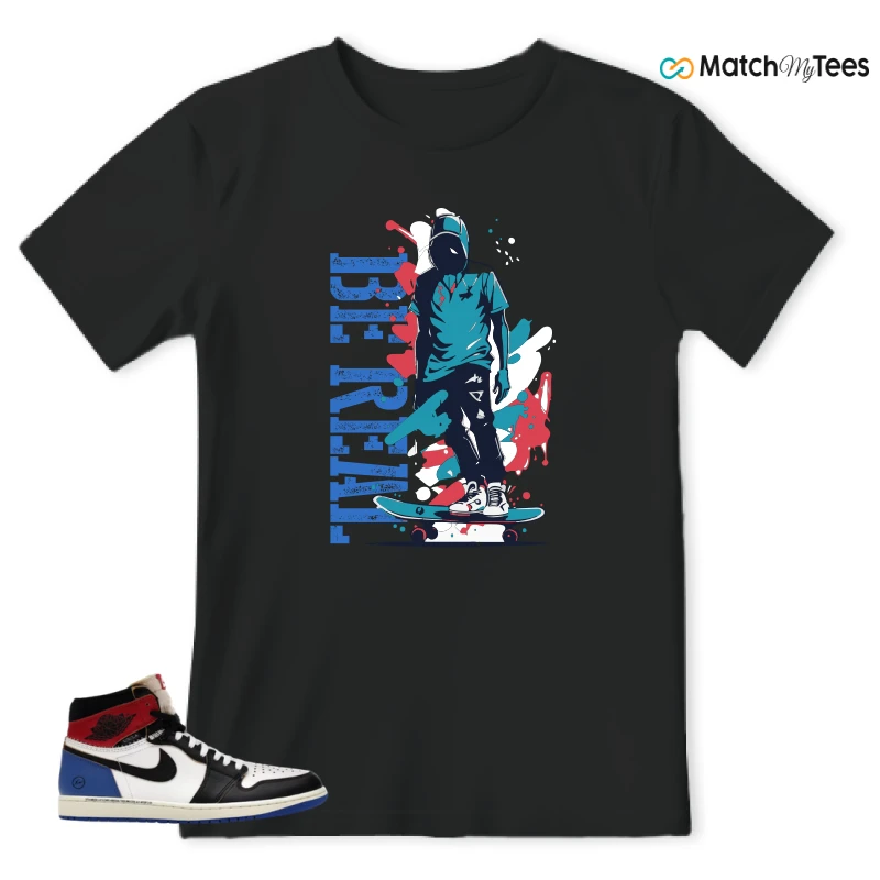NIKE AIR JORDAN 1 RETRO HIGH OG SP FRAGMENT X UNION LA VARSITY RED SPORT ROYAL SNEAKER Matching Tees t-shirt