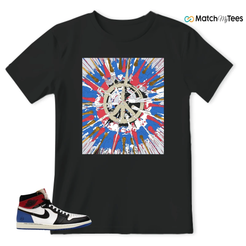 NIKE AIR JORDAN 1 RETRO HIGH OG SP FRAGMENT X UNION LA VARSITY RED SPORT ROYAL SNEAKER/BLACK/WHITE/VARSITY RED/SPORT ROYAL matching T-shirt