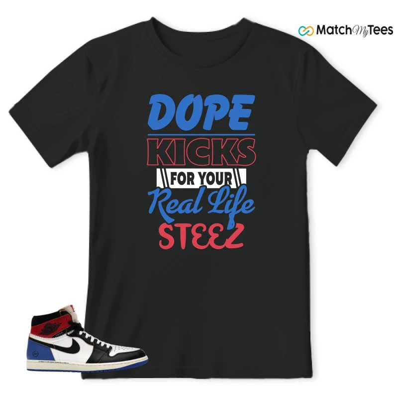 NIKE AIR JORDAN 1 RETRO HIGH OG SP FRAGMENT X UNION LA VARSITY RED SPORT ROYAL SNEAKER Matching Tees t-shirt
