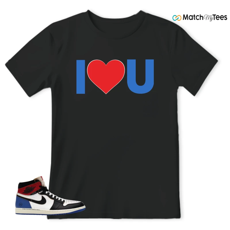 NIKE AIR JORDAN 1 RETRO HIGH OG SP FRAGMENT X UNION LA VARSITY RED SPORT ROYAL SNEAKER Matching Tees t-shirt