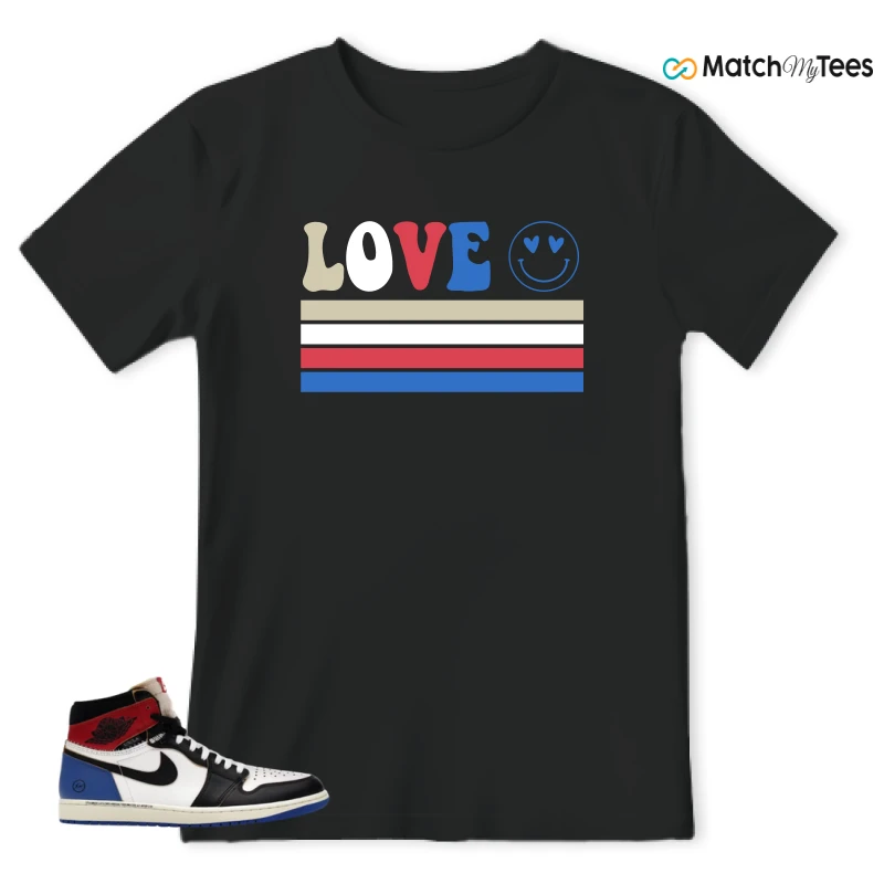 NIKE AIR JORDAN 1 RETRO HIGH OG SP FRAGMENT X UNION LA VARSITY RED SPORT ROYAL SNEAKER Matching Tees t-shirt