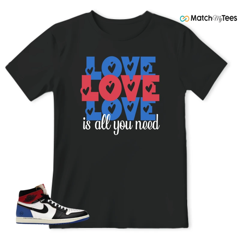 NIKE AIR JORDAN 1 RETRO HIGH OG SP FRAGMENT X UNION LA VARSITY RED SPORT ROYAL SNEAKER Matching Tees t-shirt