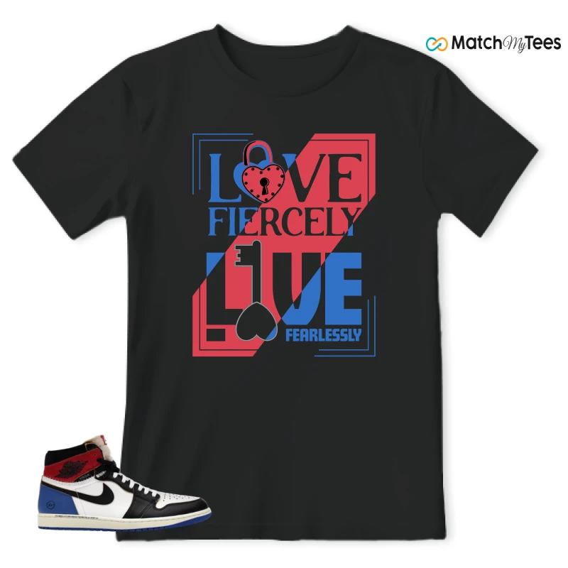 NIKE AIR JORDAN 1 RETRO HIGH OG SP FRAGMENT X UNION LA VARSITY RED SPORT ROYAL SNEAKER Matching Tees t-shirt